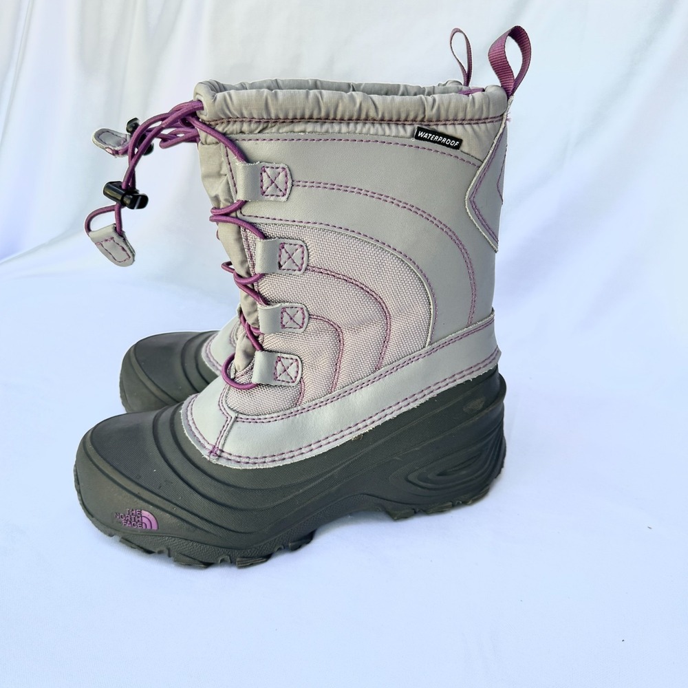 The North Face Alpenglow IV NF0A2T5P Snow Boots Kids 3 Gray Insulated Waterproof